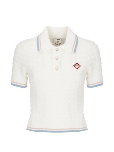 Koszulka polo Casablanca w kolorze białym z fakturowanego dzianiny - zdjęcie produktu nr 1