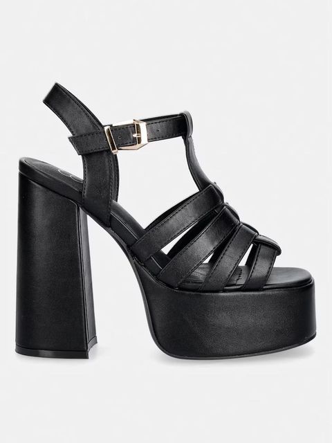 Sandały Koi Footwear na koturnie, czarne, skóra ekologiczna - zdjęcie produktu nr 2