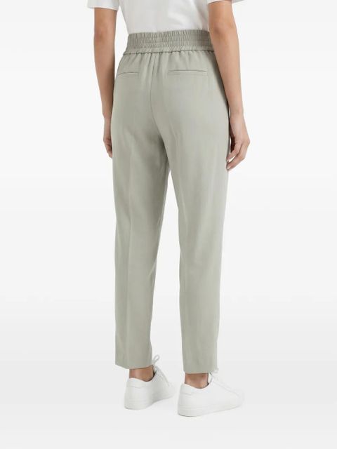 Spodnie cropped Brunello Cucinelli z lnu w kolorze szałwii - zdjęcie produktu nr 2
