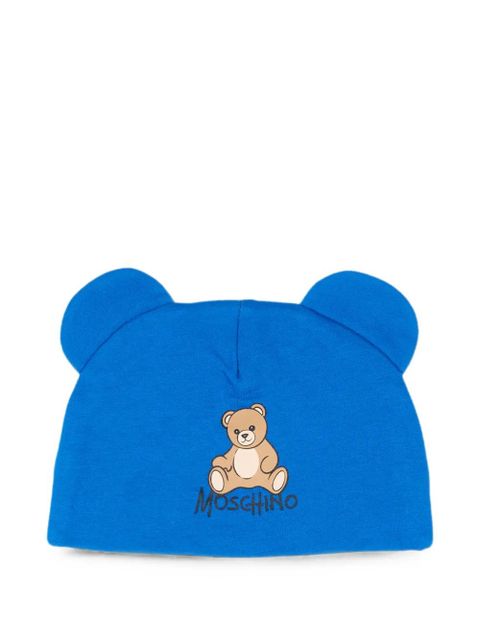 Czapka beanie Moschino Kids z bawełny w kolorze niebieskim - zdjęcie produktu nr 1