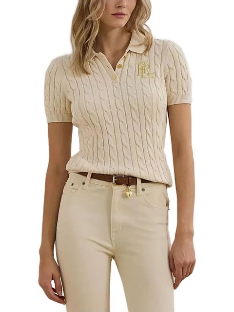 Koszulka polo Lauren Ralph Lauren z beżowego bawełnianego dzianiny - zdjęcie produktu nr 1