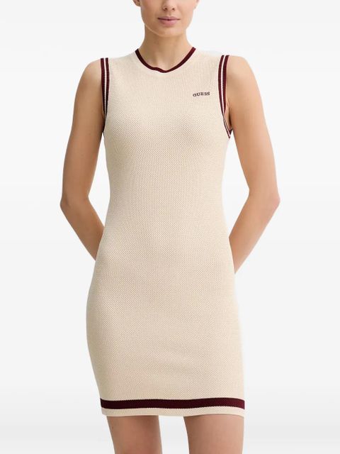GUESS USA logo-embroidered contrast-trim mini dress - Neutrals - product photo no. 1