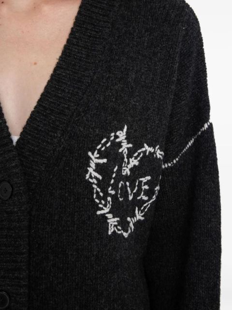 Zadig&Voltaire Arpa heart-embroidery cardigan - Grey - zdjęcie produktu nr 5