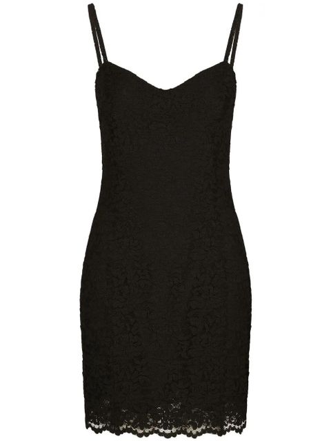 Dolce & Gabbana czarna jedwabna sukienka mini z koronką