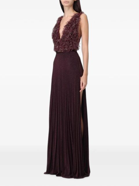 Sukienka maxi Elisabetta Franchi w kolorze fioletowym z kryształkami - zdjęcie produktu nr 2
