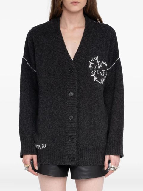 Zadig&Voltaire Arpa heart-embroidery cardigan - Grey - zdjęcie produktu nr 4