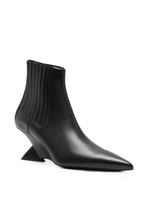 Czarne buty na obcasie klinowym The Attico ze skóry - zdjęcie produktu nr 2