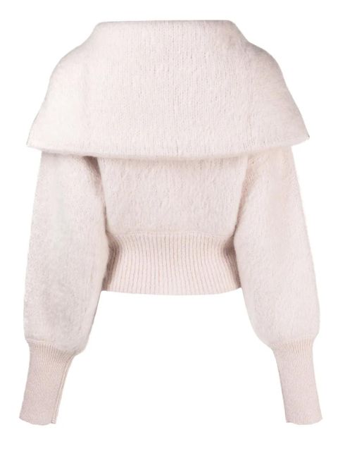 Sweter kardigan SA SU PHI w różowym kolorze z efektem szczotkowania - zdjęcie produktu nr 2