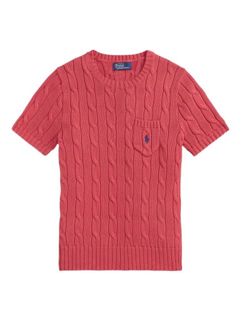 Sweter z dzianiny kabelkowej Polo Ralph Lauren w kolorze czerwonym - zdjęcie produktu nr 1