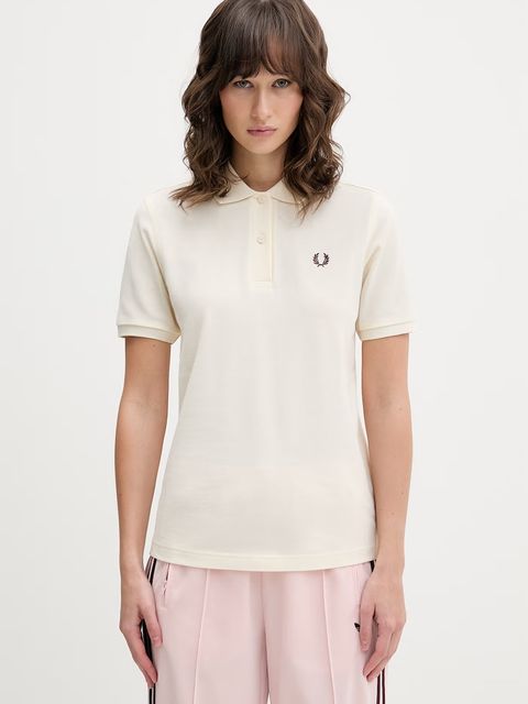 Męska koszulka polo Fred Perry z bawełny w kolorze beżowym - zdjęcie produktu nr 2