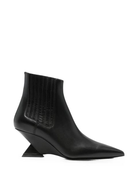 Czarne buty na obcasie klinowym The Attico ze skóry - zdjęcie produktu nr 1