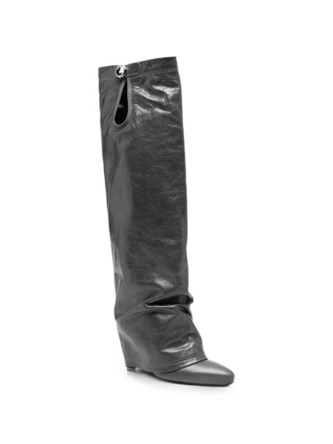 Buty do kolan The Attico z szarej skóry - zdjęcie produktu nr 2