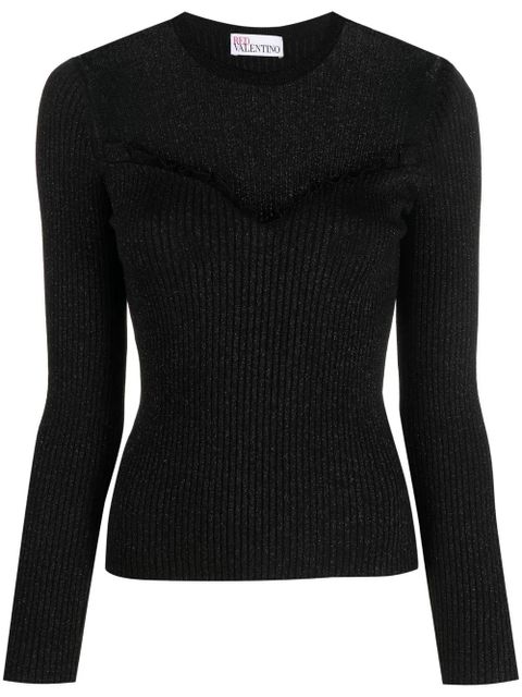 Czarna bluzka z dzianiny red valentino w cętki - zdjęcie produktu nr 1