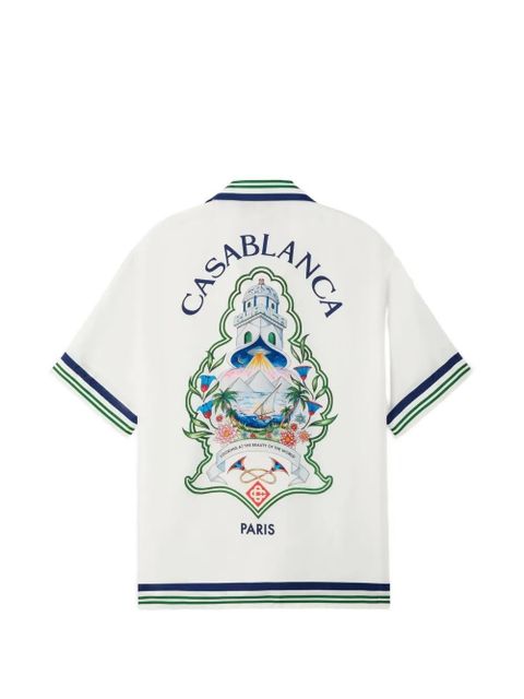 Koszulka z jedwabiu Casablanca hotel emblem w kolorze białym - zdjęcie produktu nr 2