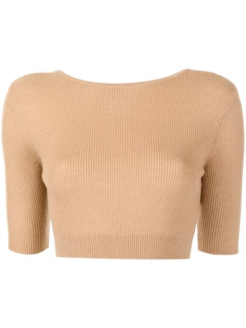 Kaszmirowy top Cashmere In Love z dekoltem w serek i tyłem bez pleców - zdjęcie produktu nr 1