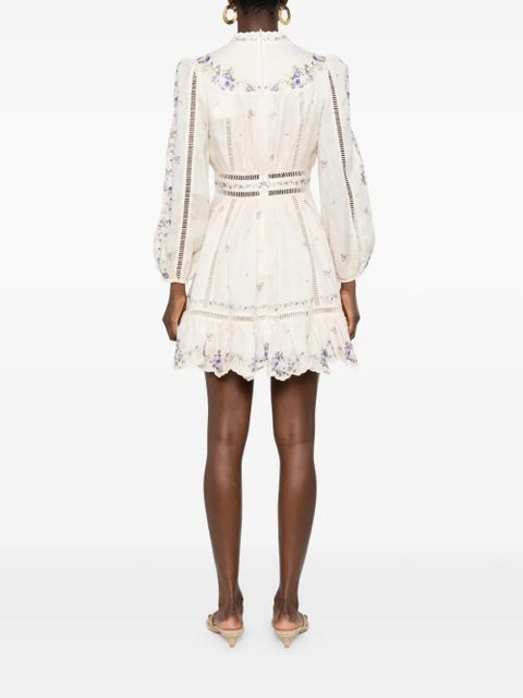 ZIMMERMANN Patience floral-print lace mini dress - Neutrals - zdjęcie produktu nr 4
