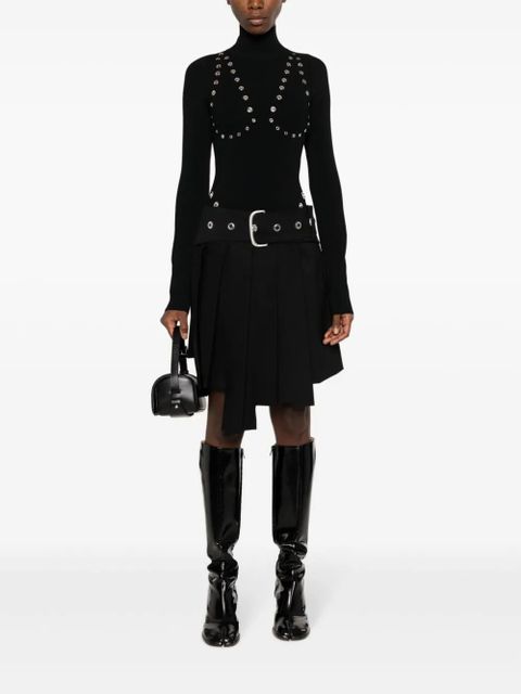 Bluzka dzianinowa Off-White w kolorze czarnym z oczkami - zdjęcie produktu nr 2