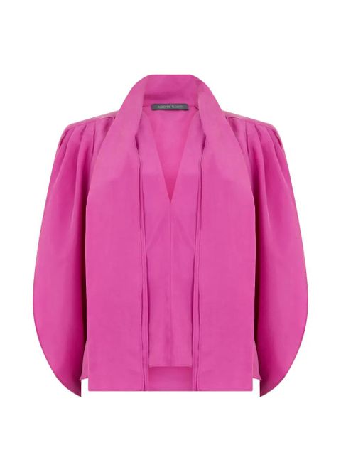 Bluzka jedwabna Alberta Ferretti w różu z kokardą - zdjęcie produktu nr 1