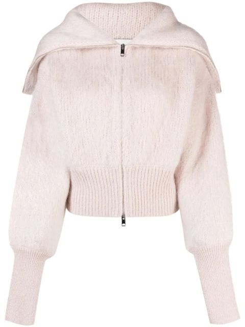 Sweter kardigan SA SU PHI w różowym kolorze z efektem szczotkowania - zdjęcie produktu nr 1