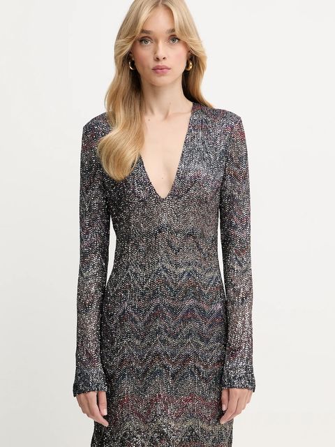 Sukienka Missoni srebrna z elastycznej dzianiny - zdjęcie produktu nr 1