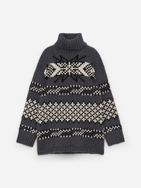 Sweter żakardowy ARKET z alpaki i wełny w kolorze szarym - zdjęcie produktu nr 1