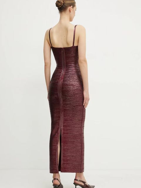 Sukienka Herve Leger gemma w kolorze bordowym z elastycznej dzianiny - zdjęcie produktu nr 2