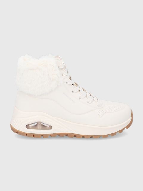 Śniegowce Skechers w beżu i zieleni z ekologicznej skóry - zdjęcie produktu nr 2