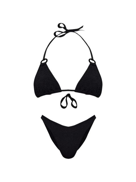 Hunza G bikini eva czarne z efektem marszczenia i detalem w kształcie ringa - zdjęcie produktu nr 1