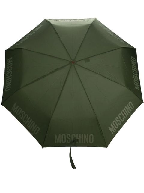Moschino parasolka składana w kolorze wojskowej zieleni z logo - zdjęcie produktu nr 1