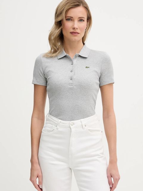 Męskie polo Lacoste z bawełny w kolorze czarnym i szarym - zdjęcie produktu nr 2