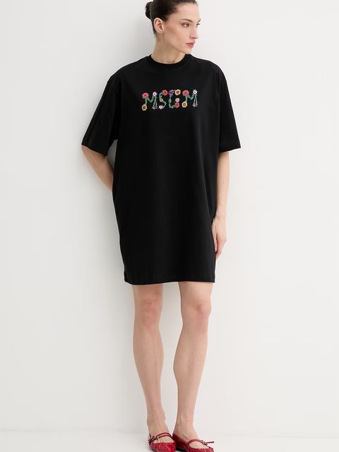 Sukienka MSGM z bawełny w czarnym kolorze - zdjęcie produktu nr 2