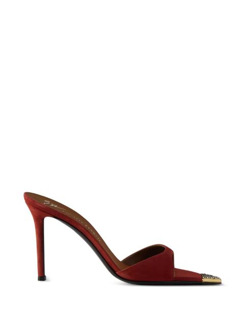 Mule z kryształkami Giuseppe Zanotti w kolorze czerwonym - zdjęcie produktu nr 1